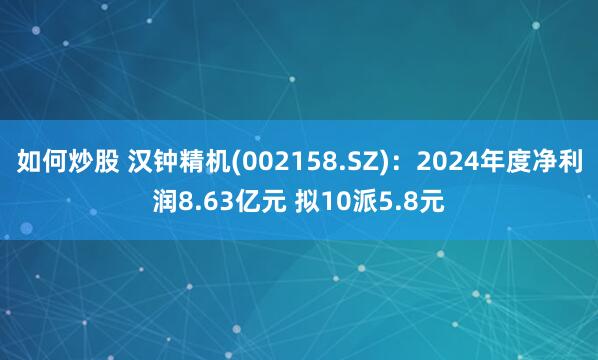 如何炒股 汉钟精机(002158.SZ)：2024年度净利润8.63亿元 拟10派5.8元