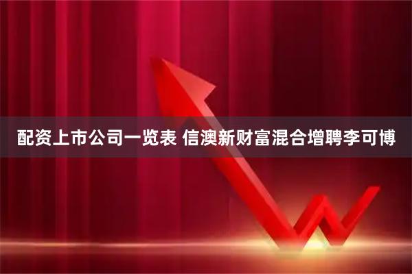 配资上市公司一览表 信澳新财富混合增聘李可博